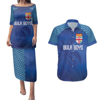 Custom Fiji Football-Towards World Cup 2026 Couples Matching Puletasi and Hawaiian Shirt LT03 Blue - Polynesian Pride