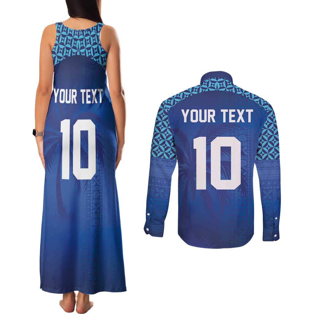 Custom Fiji Football-Towards World Cup 2026 Couples Matching Tank Maxi Dress and Long Sleeve Button Shirt LT03 - Polynesian Pride
