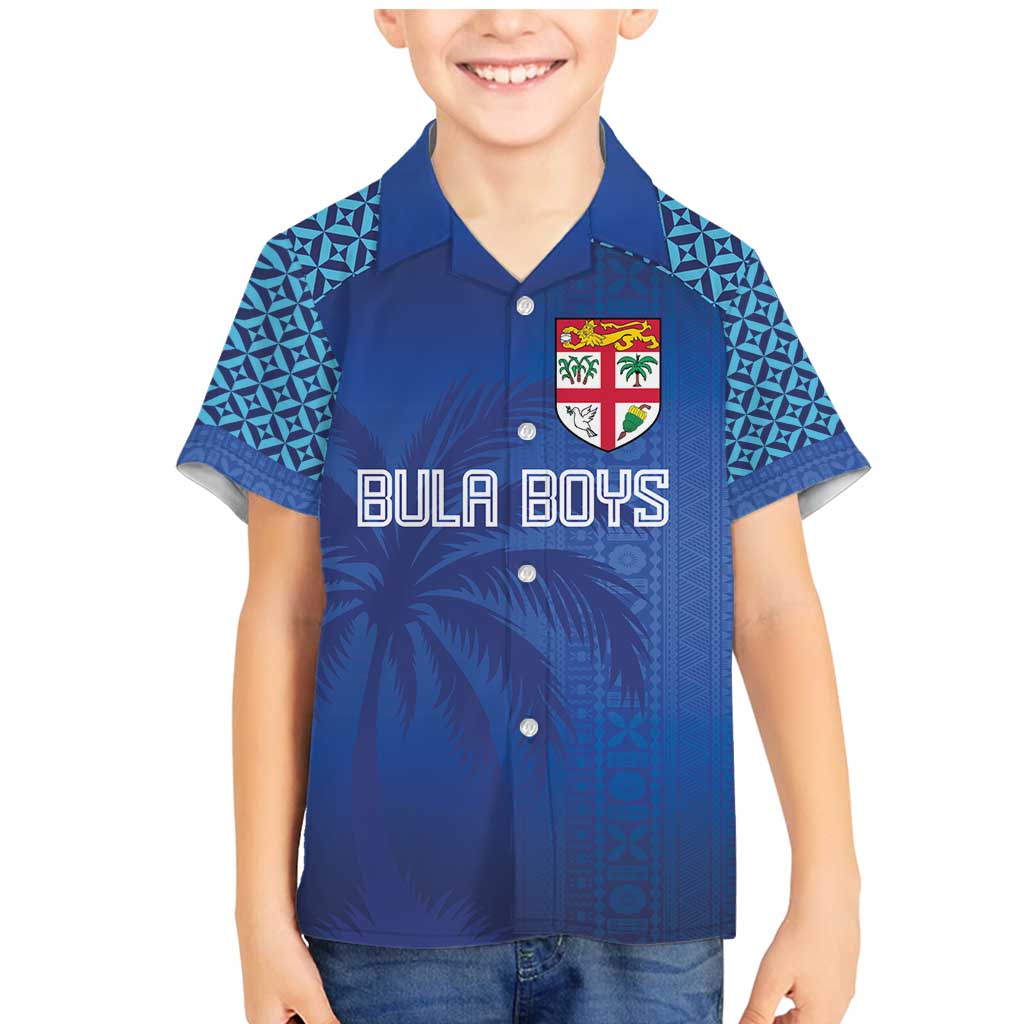 Custom Fiji Football-Towards World Cup 2026 Family Matching Mermaid Dress and Hawaiian Shirt LT03 Son's Shirt Blue - Polynesian Pride