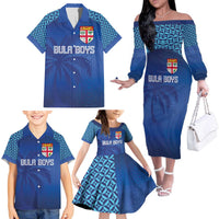 Custom Fiji Football-Towards World Cup 2026 Family Matching Off The Shoulder Long Sleeve Dress and Hawaiian Shirt LT03 - Polynesian Pride