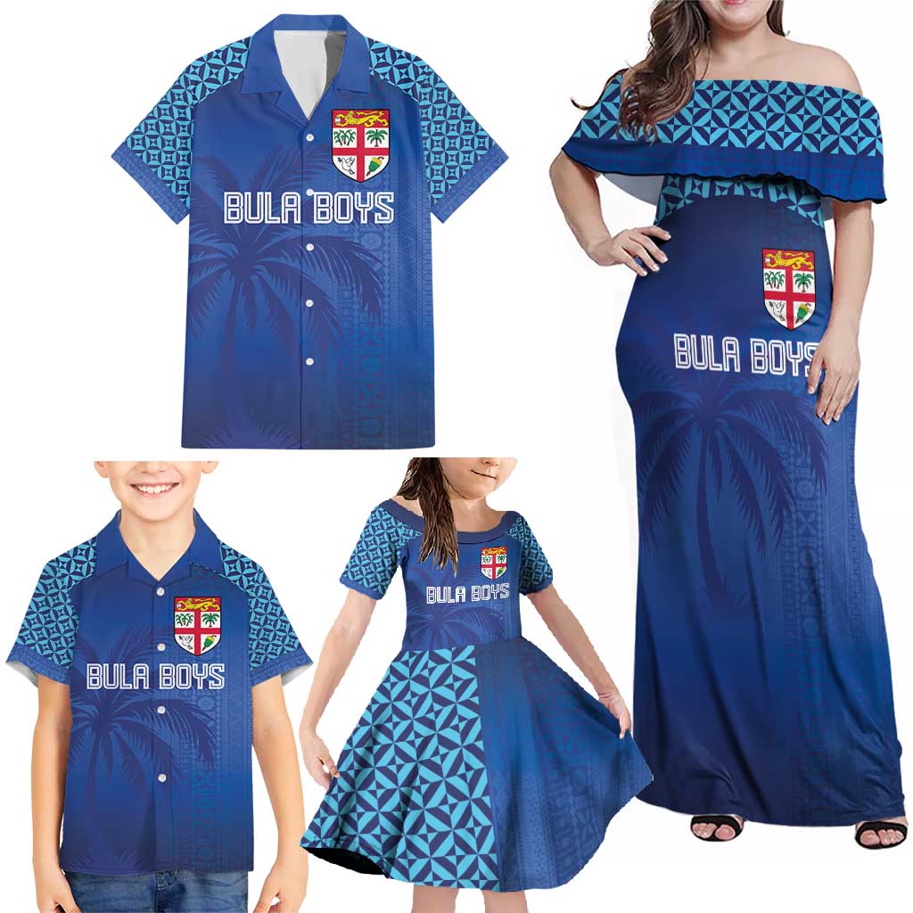 Custom Fiji Football-Towards World Cup 2026 Family Matching Off Shoulder Maxi Dress and Hawaiian Shirt LT03 - Polynesian Pride