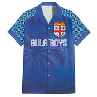 Custom Fiji Football-Towards World Cup 2026 Family Matching Tank Maxi Dress and Hawaiian Shirt LT03 Dad's Shirt - Short Sleeve Blue - Polynesian Pride