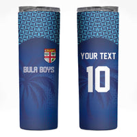 Custom Fiji Football-Towards World Cup 2026 Skinny Tumbler LT03 Blue - Polynesian Pride