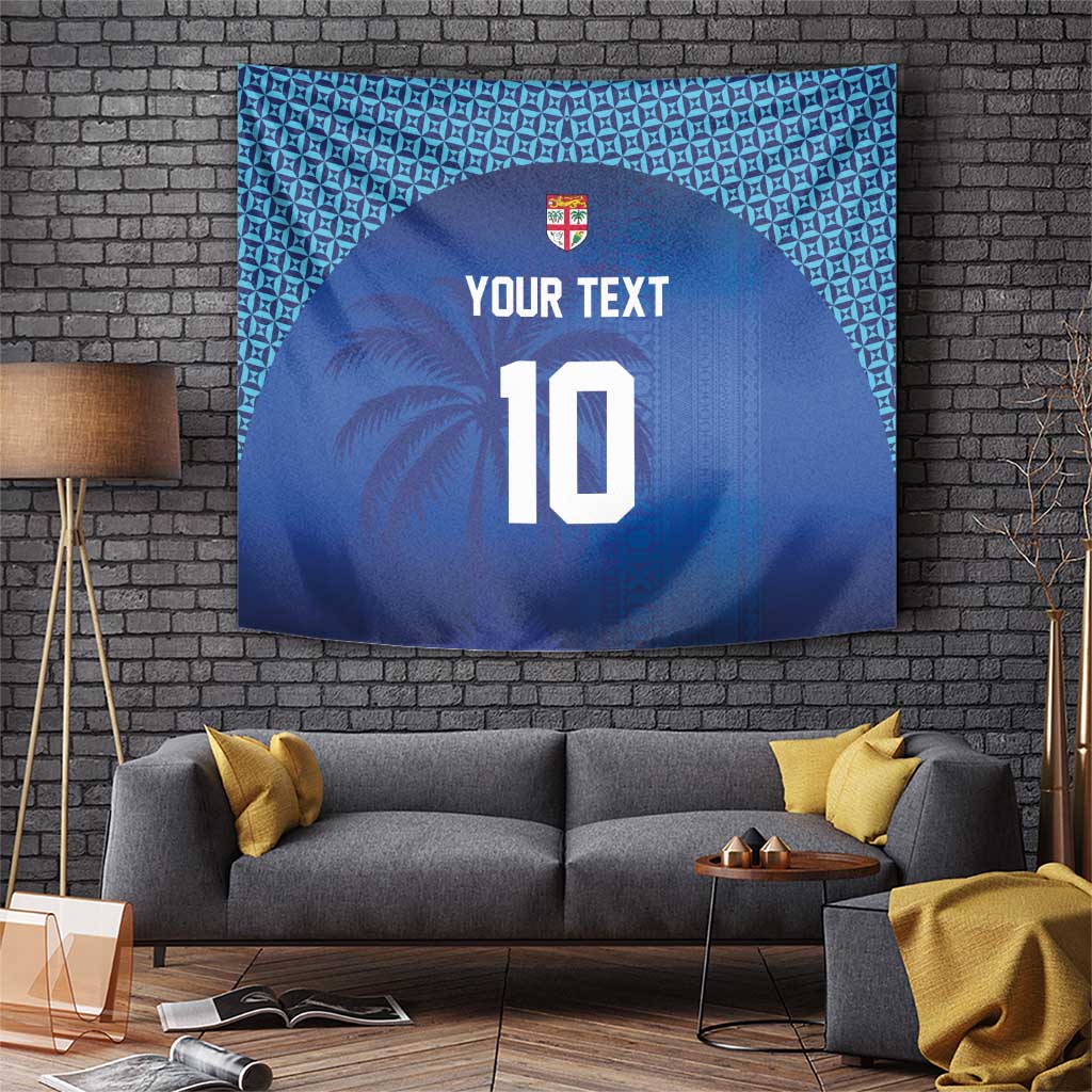 Custom Fiji Football-Towards World Cup 2026 Tapestry LT03 Blue - Polynesian Pride