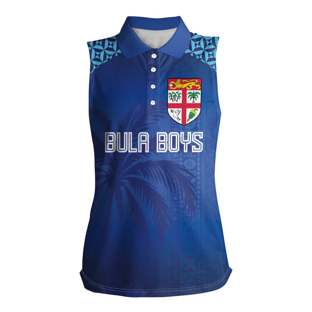 Custom Fiji Football-Towards World Cup 2026 Women Sleeveless Polo Shirt LT03 Female Blue - Polynesian Pride