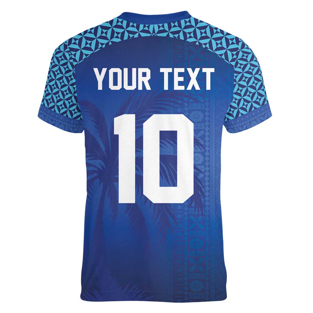 Custom Fiji Football-Towards World Cup 2026 Women V-Neck T-Shirt LT03 - Polynesian Pride