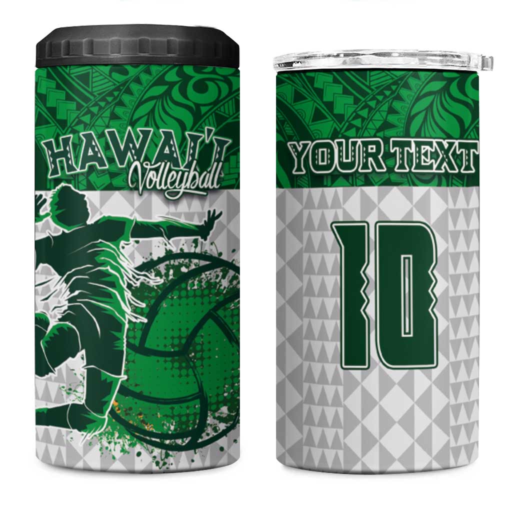 Custom Hawaii Volleyball-Kakau Motif Green Color 4 in 1 Can Cooler Tumbler LT03 One Size: 16 oz Green - Polynesian Pride