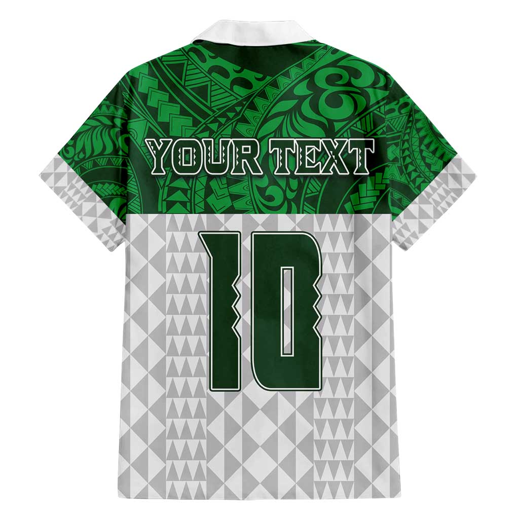 Custom Hawaii Volleyball-Kakau Motif Green Color Family Matching Puletasi and Hawaiian Shirt LT03 - Polynesian Pride