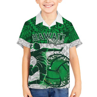 Custom Hawaii Volleyball-Kakau Motif Green Color Family Matching Short Sleeve Bodycon Dress and Hawaiian Shirt LT03 Son's Shirt Green - Polynesian Pride