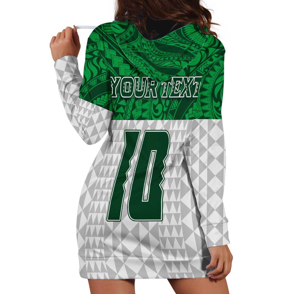 Custom Hawaii Volleyball-Kakau Motif Green Color Hoodie Dress LT03 - Polynesian Pride