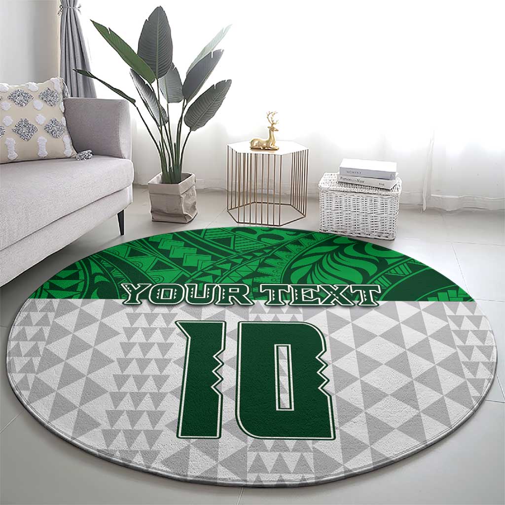 Custom Hawaii Volleyball-Kakau Motif Green Color Round Carpet