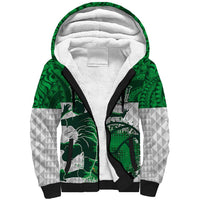 Custom Hawaii Volleyball-Kakau Motif Green Color Sherpa Hoodie LT03 Unisex Green - Polynesian Pride