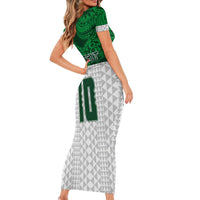 Custom Hawaii Volleyball-Kakau Motif Green Color Short Sleeve Bodycon Dress LT03 - Polynesian Pride