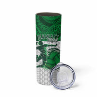 Custom Hawaii Volleyball-Kakau Motif Green Color Skinny Tumbler LT03 - Polynesian Pride