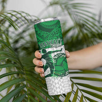 Custom Hawaii Volleyball-Kakau Motif Green Color Skinny Tumbler LT03 - Polynesian Pride