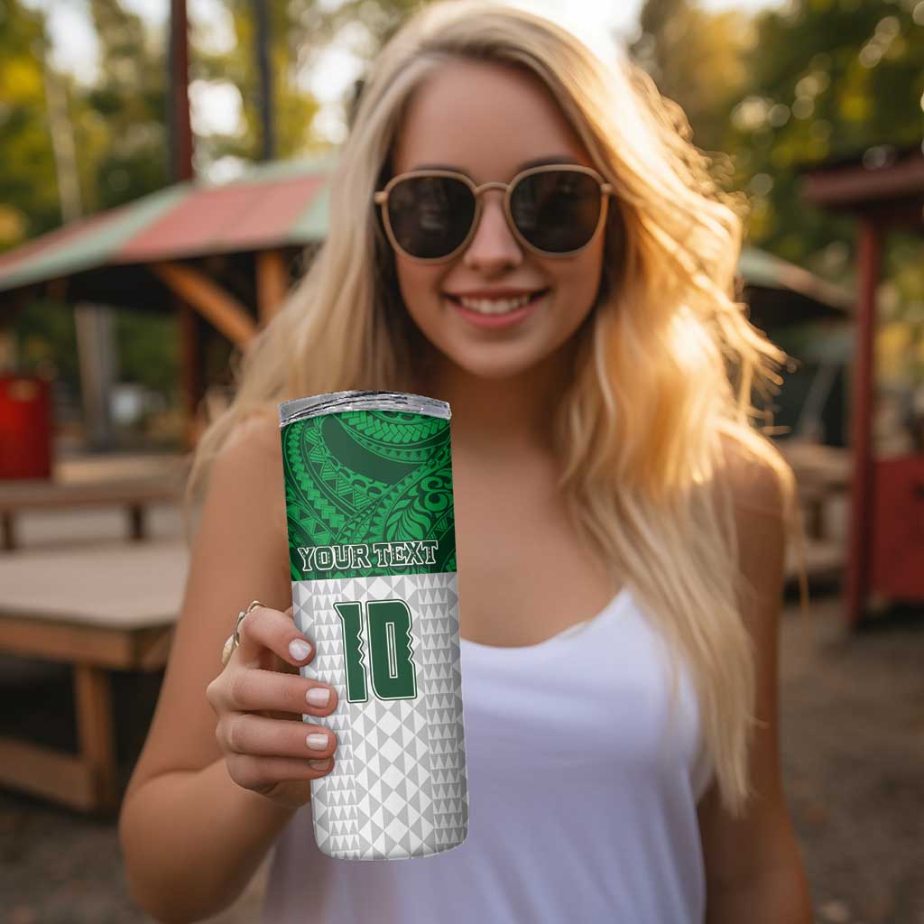 Custom Hawaii Volleyball-Kakau Motif Green Color Skinny Tumbler LT03 - Polynesian Pride