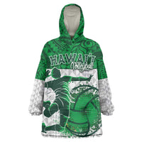 Custom Hawaii Volleyball-Kakau Motif Green Color Wearable Blanket Hoodie LT03 One Size Green - Polynesian Pride