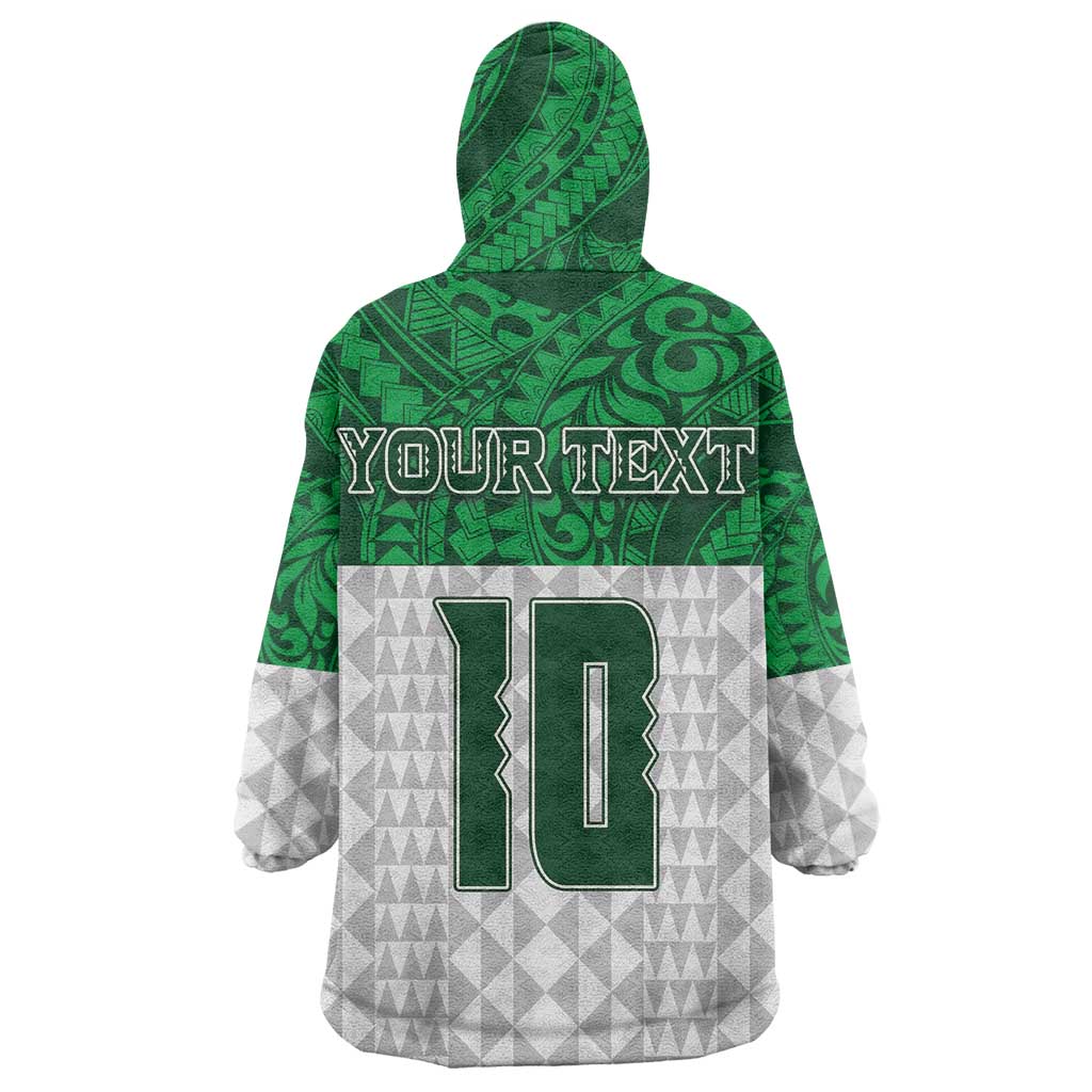 Custom Hawaii Volleyball-Kakau Motif Green Color Wearable Blanket Hoodie LT03 - Polynesian Pride