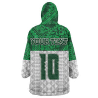 Custom Hawaii Volleyball-Kakau Motif Green Color Wearable Blanket Hoodie LT03 - Polynesian Pride