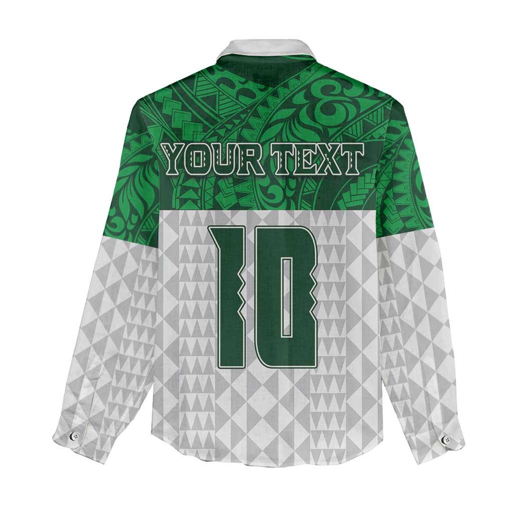 Custom Hawaii Volleyball-Kakau Motif Green Color Women Casual Shirt LT03 - Polynesian Pride