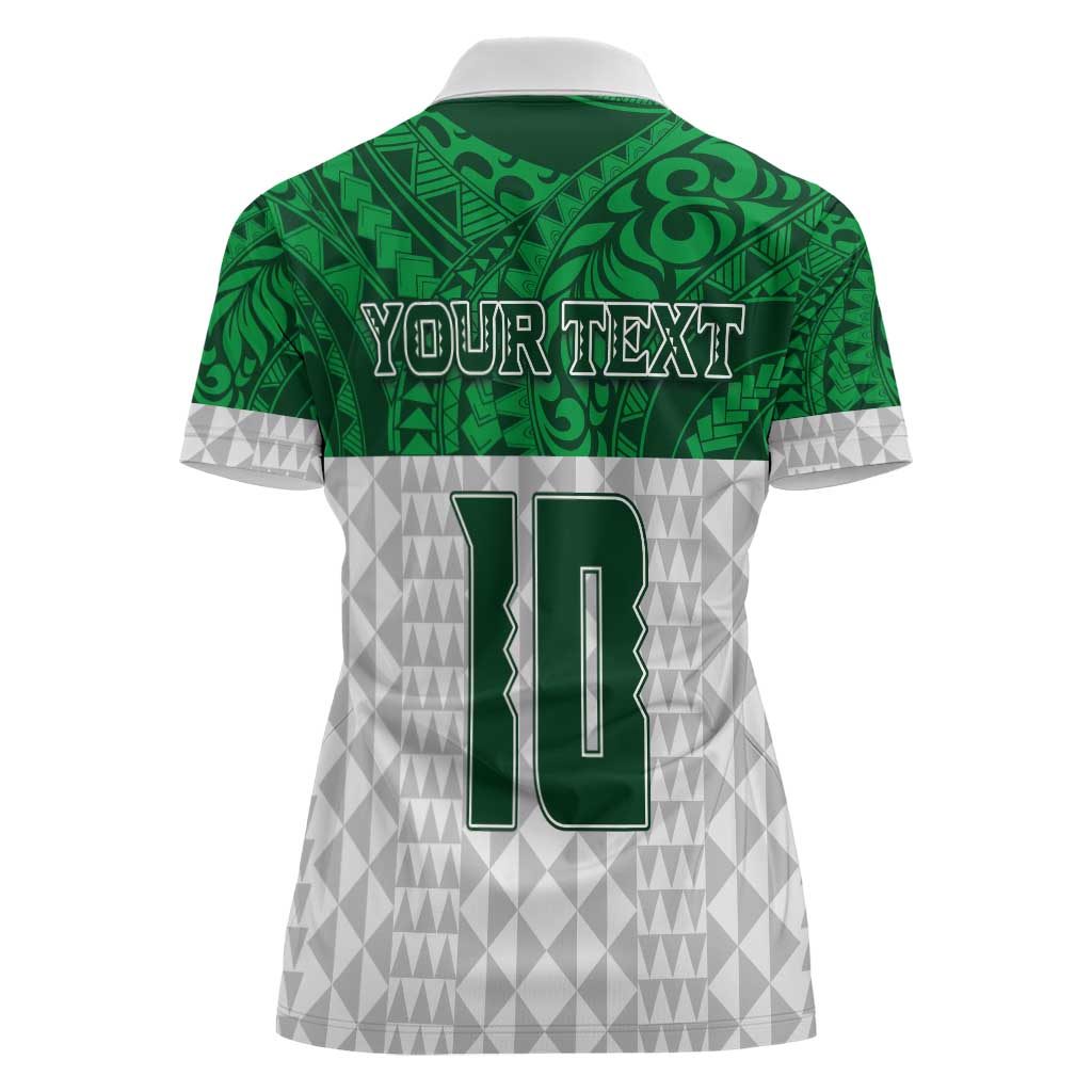 Custom Hawaii Volleyball-Kakau Motif Green Color Women Polo Shirt