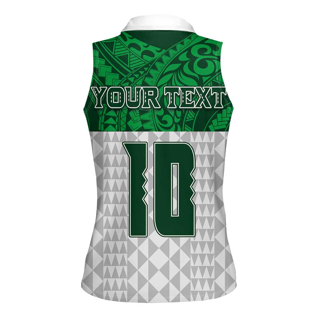 Custom Hawaii Volleyball-Kakau Motif Green Color Women Sleeveless Polo Shirt LT03 - Polynesian Pride