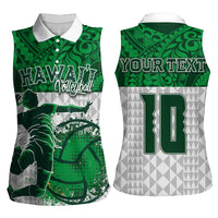 Custom Hawaii Volleyball-Kakau Motif Green Color Women Sleeveless Polo Shirt LT03 - Polynesian Pride