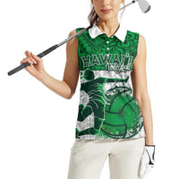 Custom Hawaii Volleyball-Kakau Motif Green Color Women Sleeveless Polo Shirt LT03 - Polynesian Pride