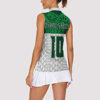 Custom Hawaii Volleyball-Kakau Motif Green Color Women Sleeveless Polo Shirt LT03 - Polynesian Pride