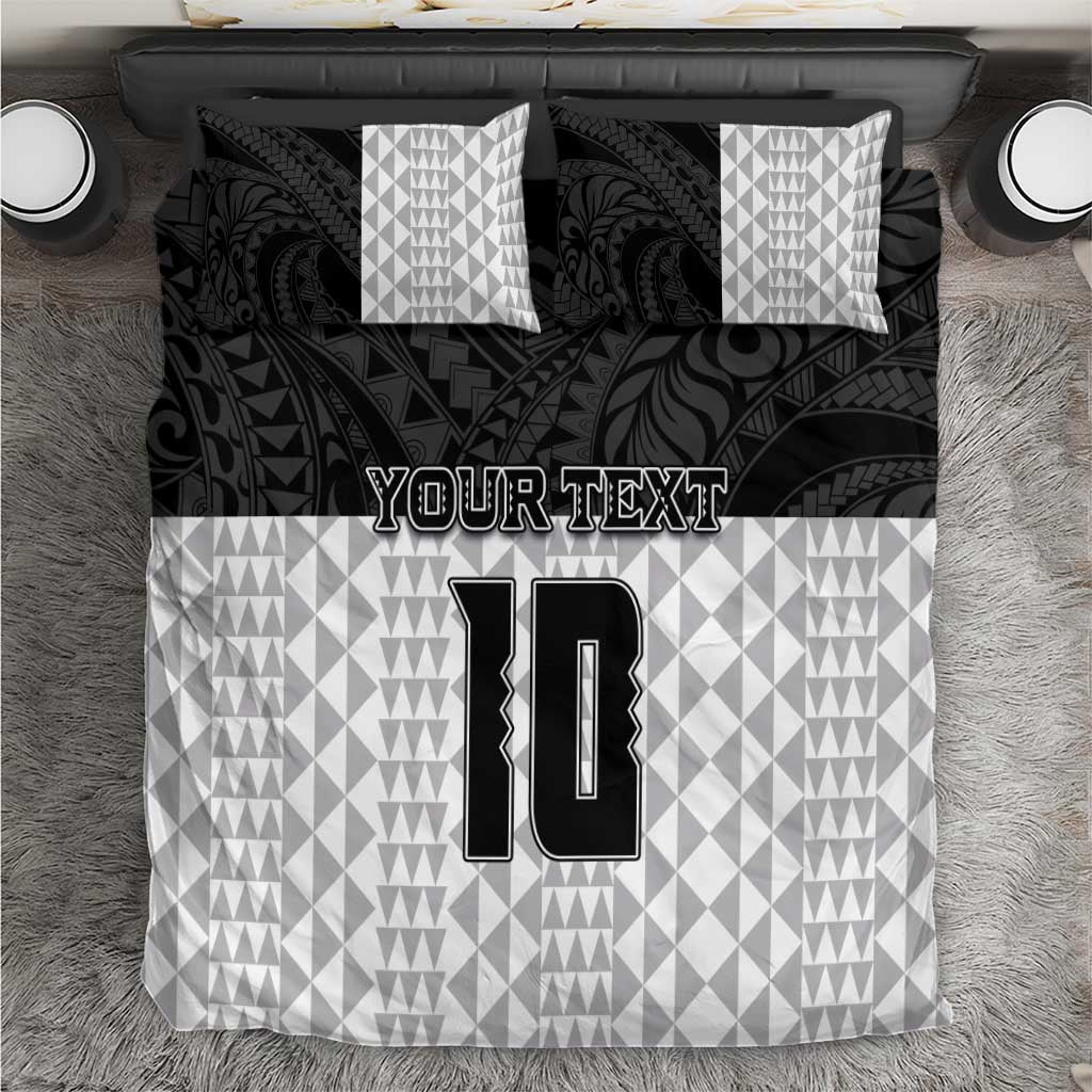 Custom Hawaii Volleyball-Kakau Motif Grayscale Color Bedding Set LT03 Black - Polynesian Pride