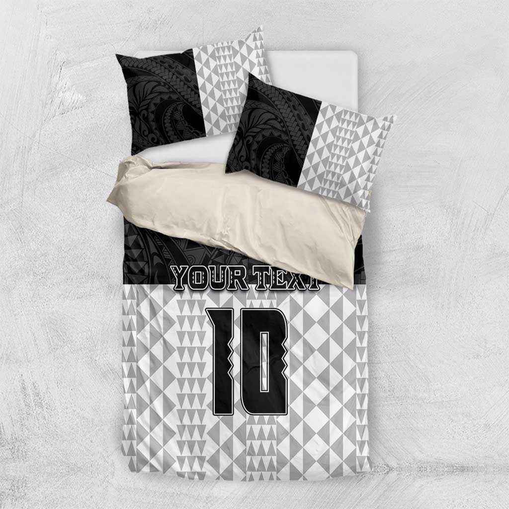 Custom Hawaii Volleyball-Kakau Motif Grayscale Color Bedding Set LT03 US Twin 172cm x 218cm Black - Polynesian Pride
