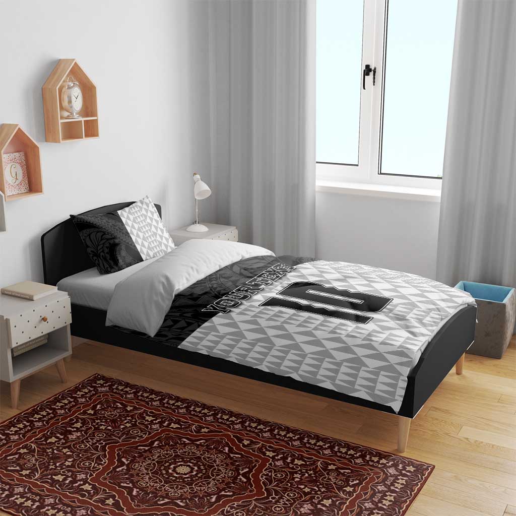 Custom Hawaii Volleyball-Kakau Motif Grayscale Color Bedding Set LT03 - Polynesian Pride
