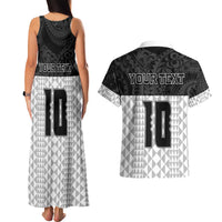 Custom Hawaii Volleyball-Kakau Motif Grayscale Color Couples Matching Tank Maxi Dress and Hawaiian Shirt LT03 - Polynesian Pride