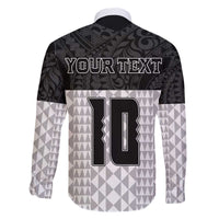 Custom Hawaii Volleyball-Kakau Motif Grayscale Color Family Matching Off The Shoulder Long Sleeve Dress and Hawaiian Shirt LT03 - Polynesian Pride