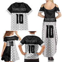 Custom Hawaii Volleyball-Kakau Motif Grayscale Color Family Matching Summer Maxi Dress and Hawaiian Shirt LT03 - Polynesian Pride