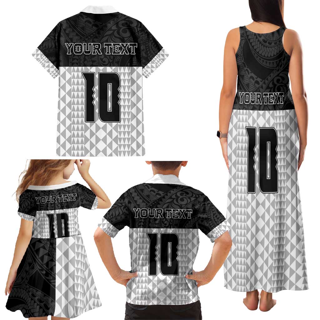 Custom Hawaii Volleyball-Kakau Motif Grayscale Color Family Matching Tank Maxi Dress and Hawaiian Shirt LT03 - Polynesian Pride