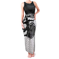 Custom Hawaii Volleyball-Kakau Motif Grayscale Color Family Matching Tank Maxi Dress and Hawaiian Shirt LT03 Mom's Dress Black - Polynesian Pride