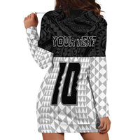 Custom Hawaii Volleyball-Kakau Motif Grayscale Color Hoodie Dress LT03 - Polynesian Pride