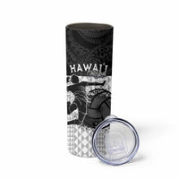 Custom Hawaii Volleyball-Kakau Motif Grayscale Color Skinny Tumbler LT03 - Polynesian Pride