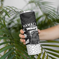 Custom Hawaii Volleyball-Kakau Motif Grayscale Color Skinny Tumbler LT03 - Polynesian Pride