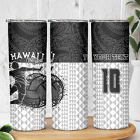 Custom Hawaii Volleyball-Kakau Motif Grayscale Color Skinny Tumbler LT03 - Polynesian Pride