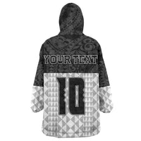 Custom Hawaii Volleyball-Kakau Motif Grayscale Color Wearable Blanket Hoodie