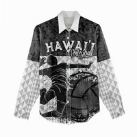 Custom Hawaii Volleyball-Kakau Motif Grayscale Color Women Casual Shirt LT03 - Polynesian Pride