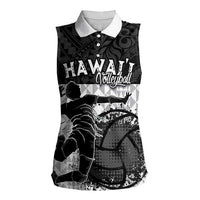 Custom Hawaii Volleyball-Kakau Motif Grayscale Color Women Sleeveless Polo Shirt LT03 Female Black - Polynesian Pride