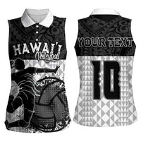 Custom Hawaii Volleyball-Kakau Motif Grayscale Color Women Sleeveless Polo Shirt LT03 - Polynesian Pride