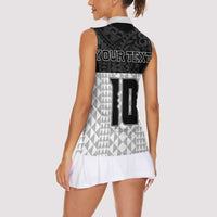 Custom Hawaii Volleyball-Kakau Motif Grayscale Color Women Sleeveless Polo Shirt LT03 - Polynesian Pride