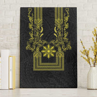Philippines Barong Style Canvas Wall Art with Polynesian Art and Leaf Motif Black-Gold Color LT03 Without Frame Black - Polynesian Pride