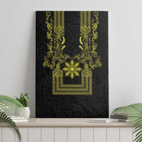 Philippines Barong Style Canvas Wall Art with Polynesian Art and Leaf Motif Black-Gold Color LT03 - Polynesian Pride