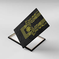 Philippines Barong Style Canvas Wall Art with Polynesian Art and Leaf Motif Black-Gold Color LT03 With Frame Black - Polynesian Pride
