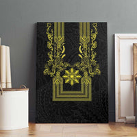 Philippines Barong Style Canvas Wall Art with Polynesian Art and Leaf Motif Black-Gold Color LT03 - Polynesian Pride